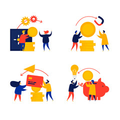 Money transfer, payment. Flat style vector illustration.