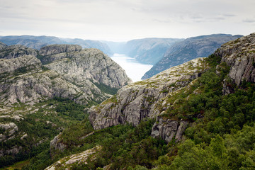 Fototapeta na wymiar Fjord in Norway. Mountainous landscape 