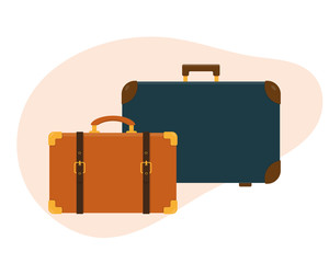 Two old fashion suitcases vector illustration.