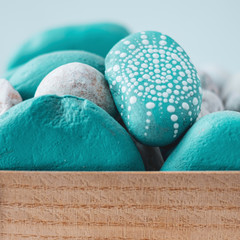Hand made home decor: painted blue stones