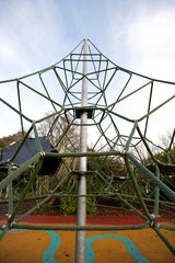 Cable climbing frame in playground