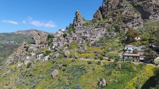 Drone over a ghost town in Italy - Pentedattilo