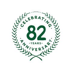 82 years design template. 82nd logo. Vector and illustration.