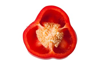 Close-up of cross section of red bell pepper