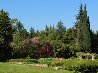 Fototapeta na wymiar Springtime view of the Botanical garden, in Athens, Greece