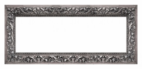Obraz premium Panoramic silver frame for paintings, mirrors or photo isolated on white background