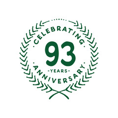 93 years design template. 93rd logo. Vector and illustration.
