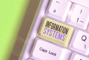 Writing note showing Information Systems. Business concept for study of systems with a exact...