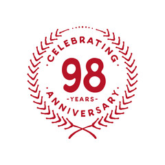 98 years design template. 98th logo. Vector and illustration.
