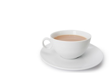 Close-up of teacup over white background