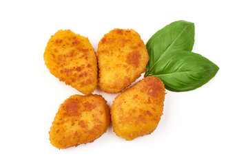 American fast food. Fried Chicken nuggets, isolated on white background