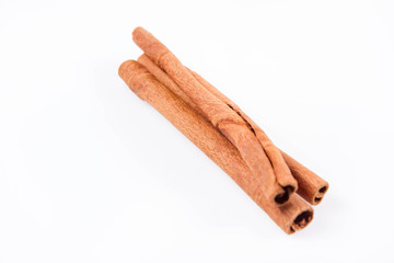Cinnamon sticks on white background	