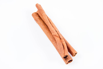 Cinnamon sticks on white background	