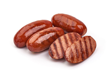 Grilled German Sausages, isolated on white background