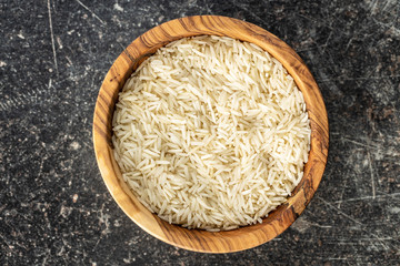 Uncooked indian long rice.