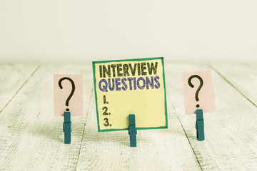 Handwriting text writing Interview Questions. Conceptual photo Typical topic being ask or inquire...