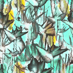 tropical jungle exotic floral print bright vivid seamless pattern endless repeat vibrant