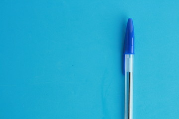 Saragossa Spain. September 18, 2018, Bic Cristal branded blue pen