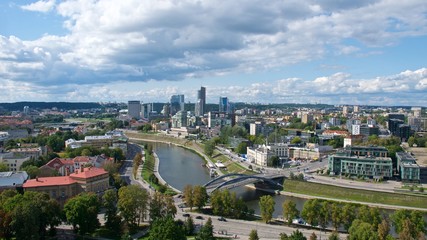 Aerial view of Vilnius with Neris River in Lithuania