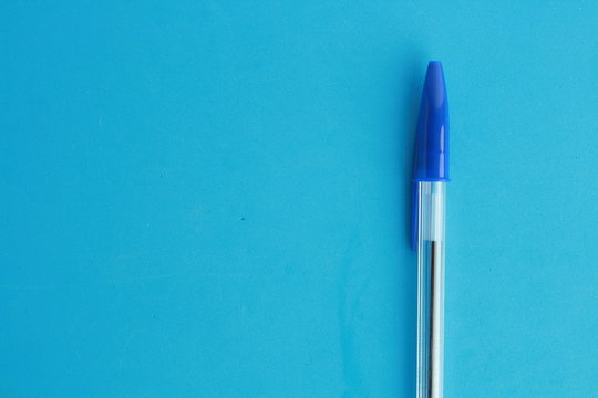 Saragossa Spain. September 18, 2018, Bic Cristal branded blue pen