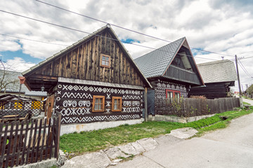 Fototapeta na wymiar Painted folk house, Cicmany, Slovakia