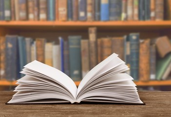 Books collection on dark background with copy space