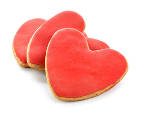 Naklejka na ściany i meble Heart shaped cookies for Valentine's day on white background