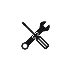 Screwdriver and wrench icon design. Maintenance symbol isolated on white background. Vector illustration