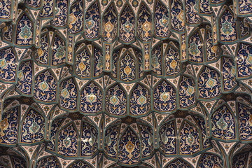 Islamic Pattern Wallpaper in Blue, Green, and Gold