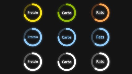 Alpha channel graphic animation of Sport nutrition flat line icons. Bodybuilding food, energy bar, protein, amino acids, anabolic, vitamins, 3d motion design