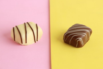 Delicious assorted bonbons cocoa chocolates from Belgium