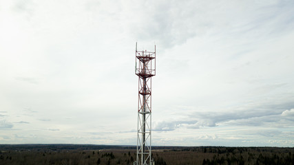 Cell tower for signal distribution over a wide area. Antennas and transmitters. New technologies 5g.