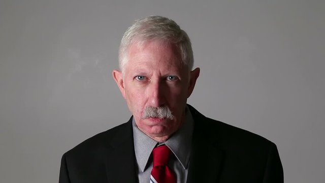 Angry boss with smoking ears