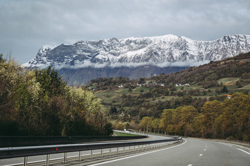 SAVOY, FRANCE / NOVEMBER 2019: View of the famous Dent d'Arclusaz  mountain