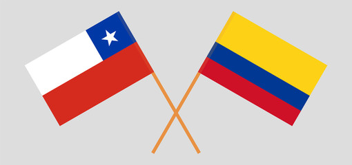 Crossed flags of Colombia and Chile