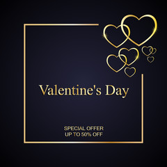 Vector illustration for promotional materials for Valentine's Day. Discount banner for Valentine's day. Banner, flyer, invitation, coupon, discount.
