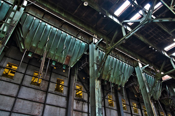 Rusty industrial coal machinery