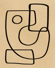 abstract organic chalk line art painting