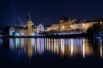 Obraz na płótnie Canvas View at evening Prague, with reflections