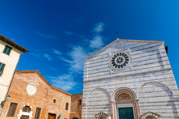 Exterior view of san francesco catholic church, located in Lucca city, Italy