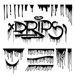 Drips vector design pack. Dripping lettering set - obrazy, fototapety, plakaty