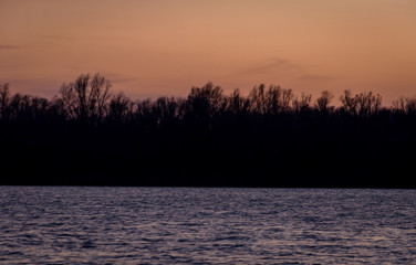 Color autumn sunset with a river 