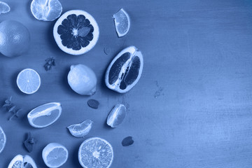 citrus pattern on blue