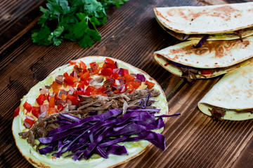 Mexican food - delicious tacos, burritos, fajitas, salads, soups, tortilla chip, nachos, shrimp