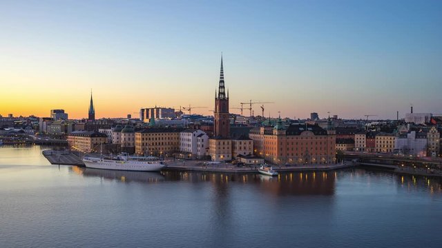 Time lapse at Stockholm with view of Gamla Stan old town in Sweden