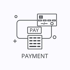 Modern thin line icon icon payment payment concept. Credit card and ATM. Vector illustration
