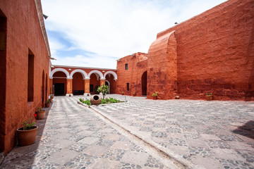 Red courtyard Monastery of Saint Catalina, Arequipa, Peru