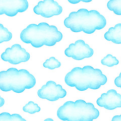 Clouds watercolor seamless pattern 1