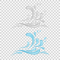 Water And Drop Icon - Blue wave and water splashe, wavy symbol of nature in motion vector Illustrations.