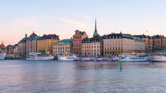 Time lapse at Stockholm with view of Gamla Stan old town in Sweden